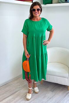 Lněné šaty zelené